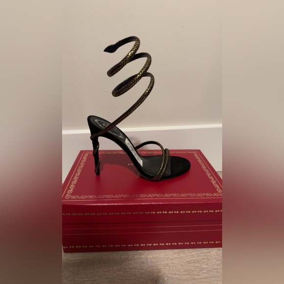 Never Worn Rene Caovilla Bronze/ Black Metallic snake Shoes